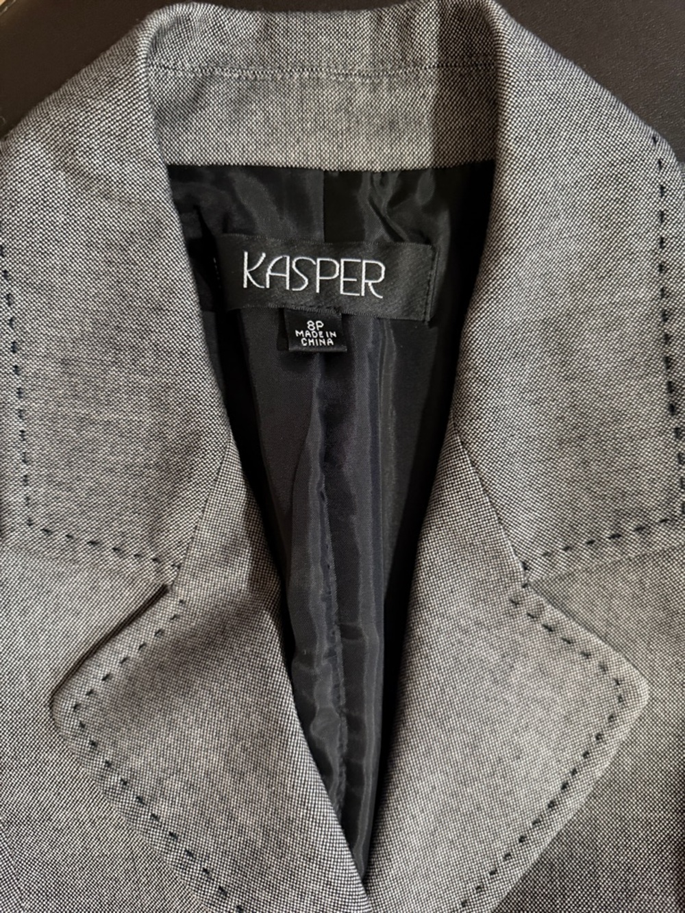 Kasper womens 2 - piece suit gray black size 8 petite 8P interview office career - Picture 7 of 13